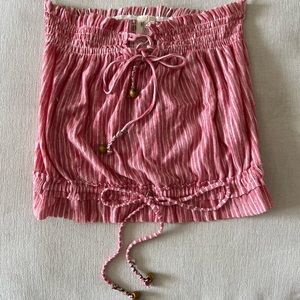 Free People Pink & White Striped Crop Top